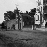 Horse drawn carts passing along Ann Street, Brisbane, 1914